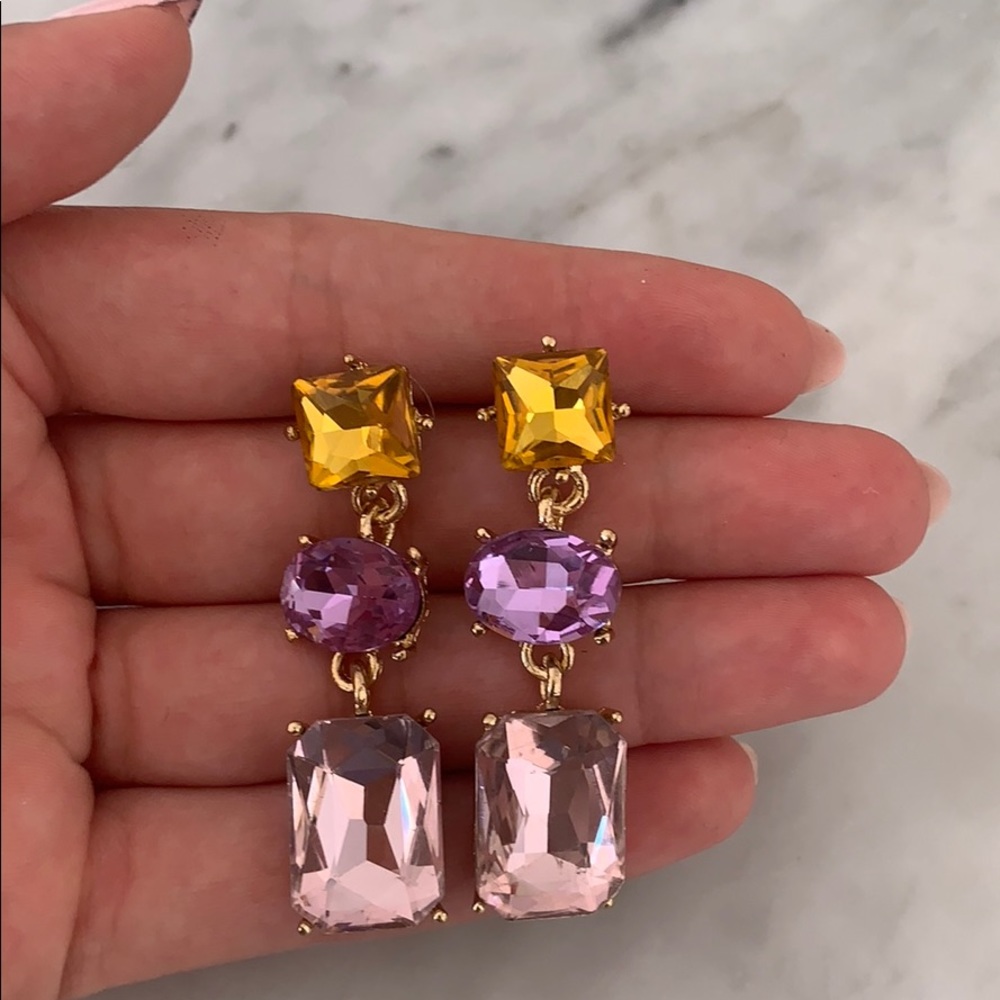 Gold plated colored diamond earrings